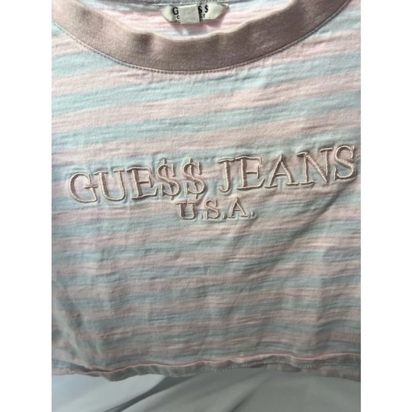 Guess x A$AP Rocky Striped Pastel Crop Top - Pink/Blue - Size M - Picture 5 of 7